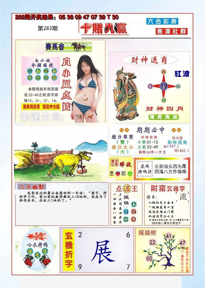 2024283期十赌九羸