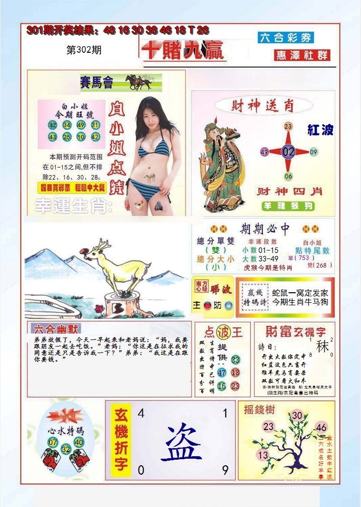 2024302期十赌九羸