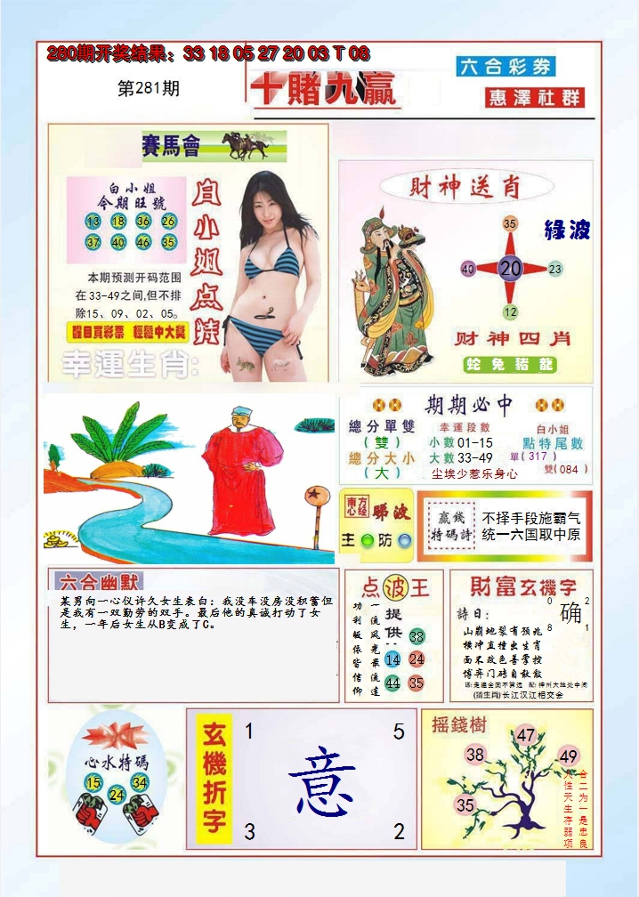 2024281期十赌九羸