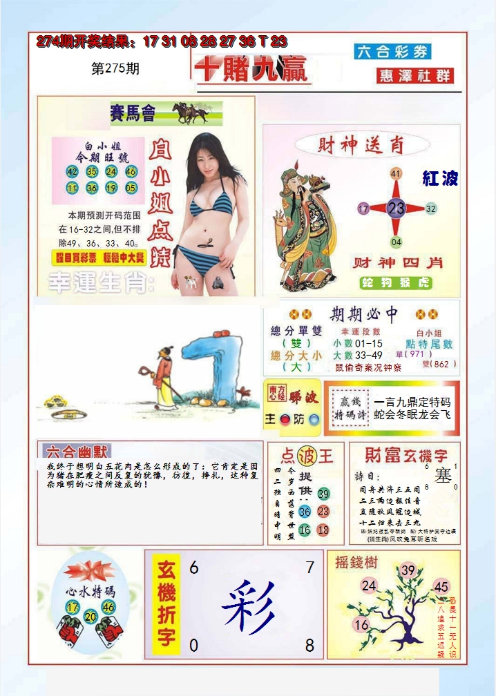 2024275期十赌九羸