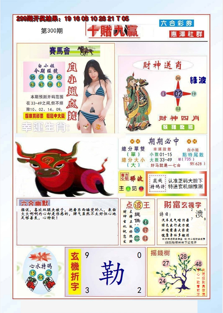 2024300期十赌九羸