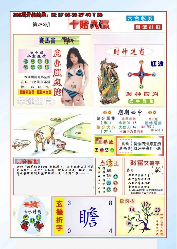 2024296期十赌九羸