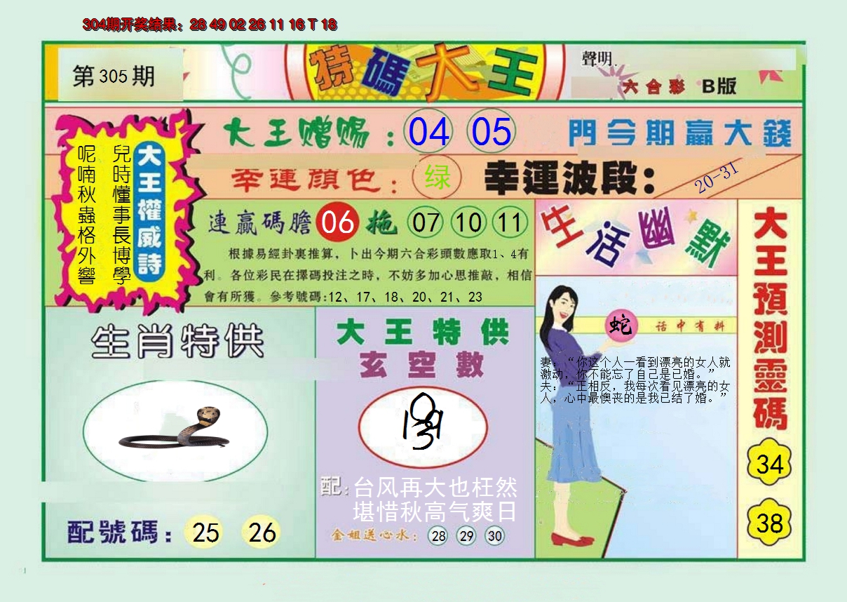 2024305期特码大王B