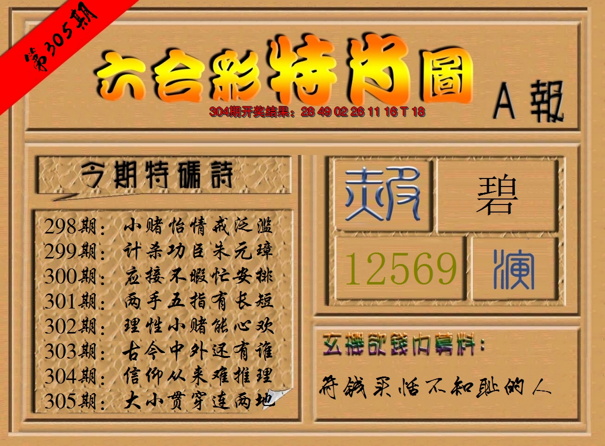 2024305期六合彩特肖图a