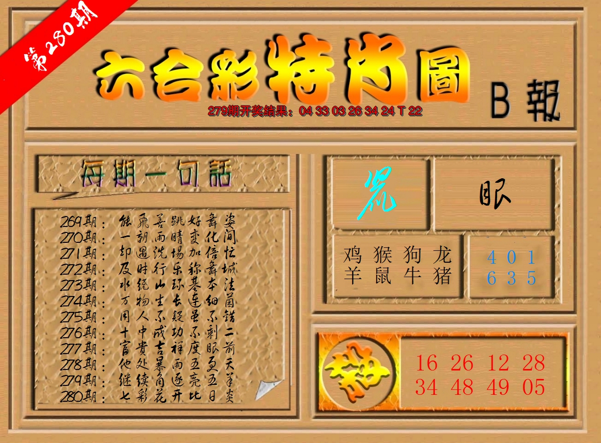 2024280期六合彩特肖图b