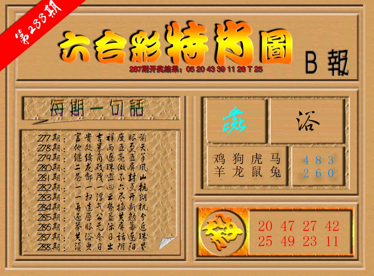 2024288期六合彩特肖图b