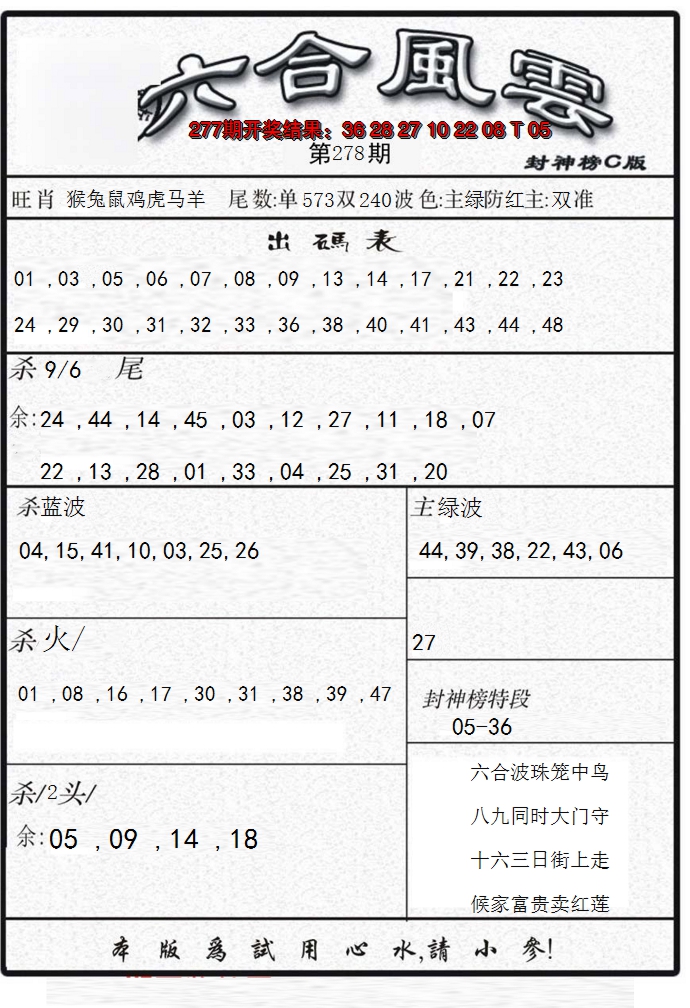 2024278期六合风云B