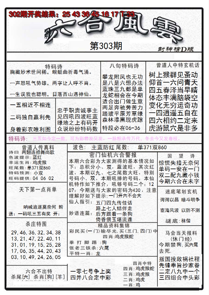 2024303期六合风云A