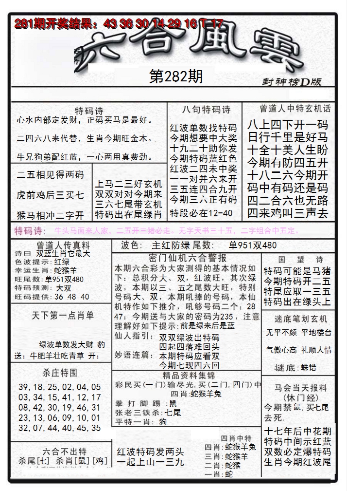 2024282期六合风云A