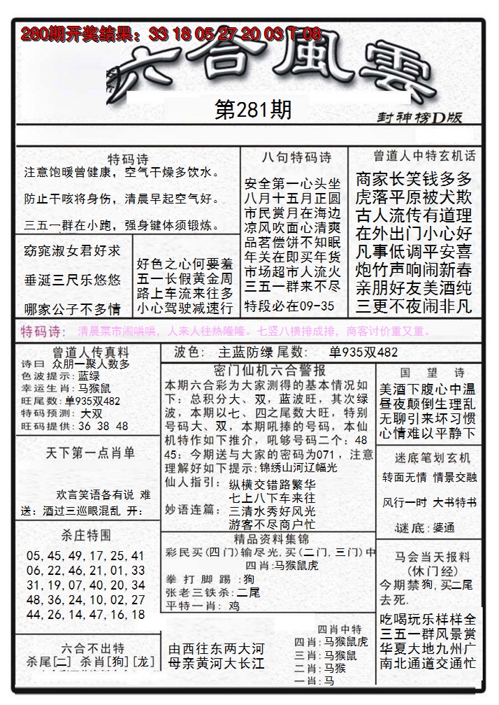 2024281期六合风云A