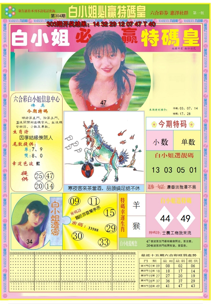 2024304期白小姐必赢A