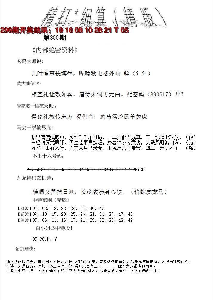 2024300期精大细算精版