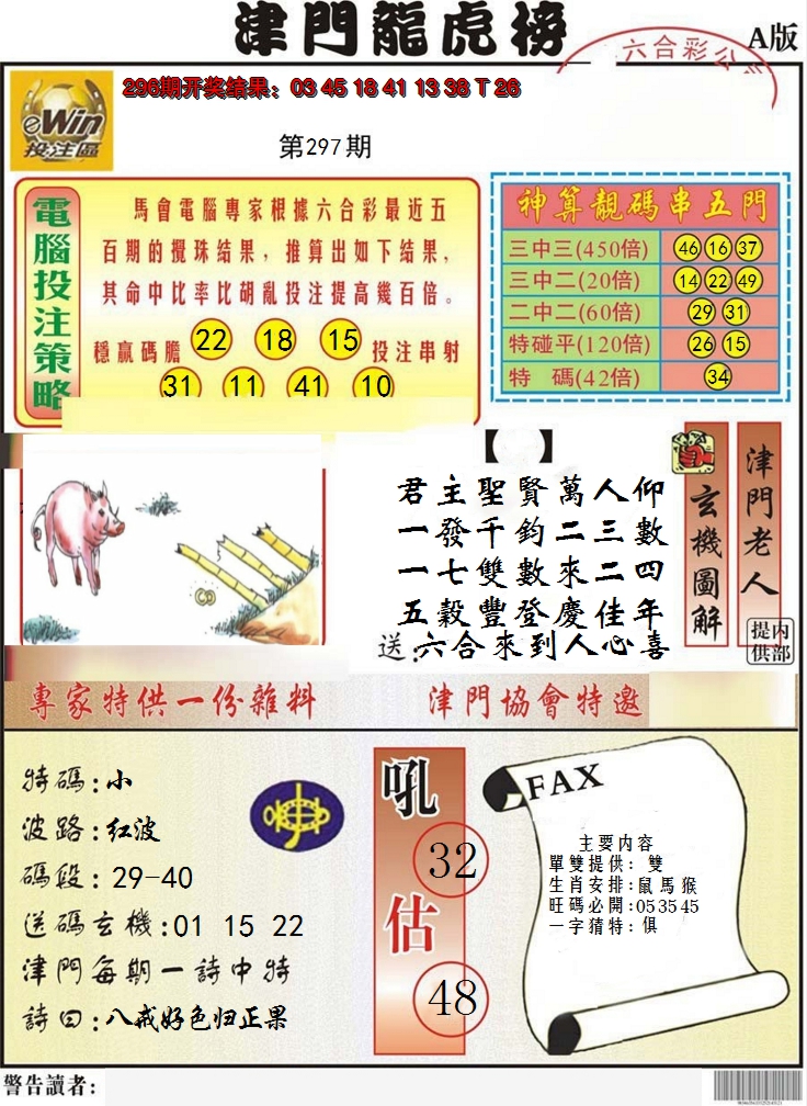 2024297期津门龙虎榜A