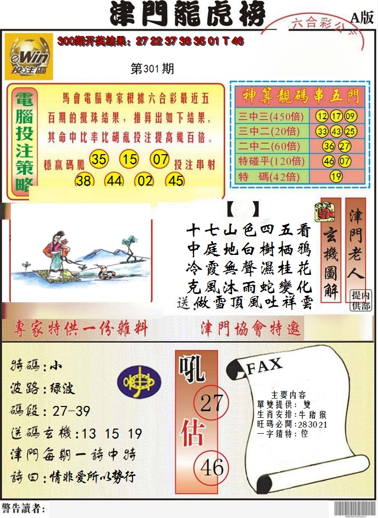 2024301期津门龙虎榜A