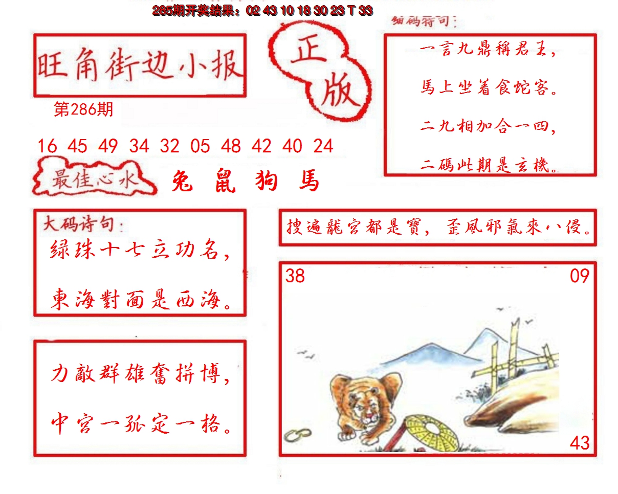 2024286期旺角街边小报