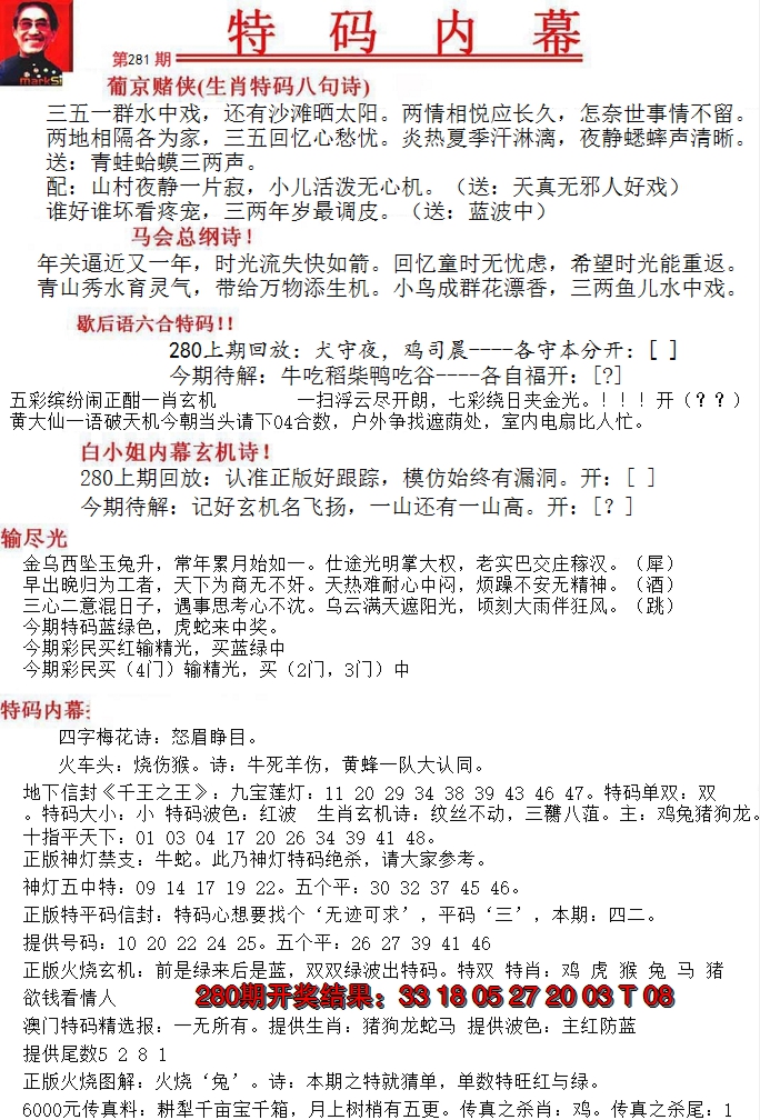 2024281期特码内幕A