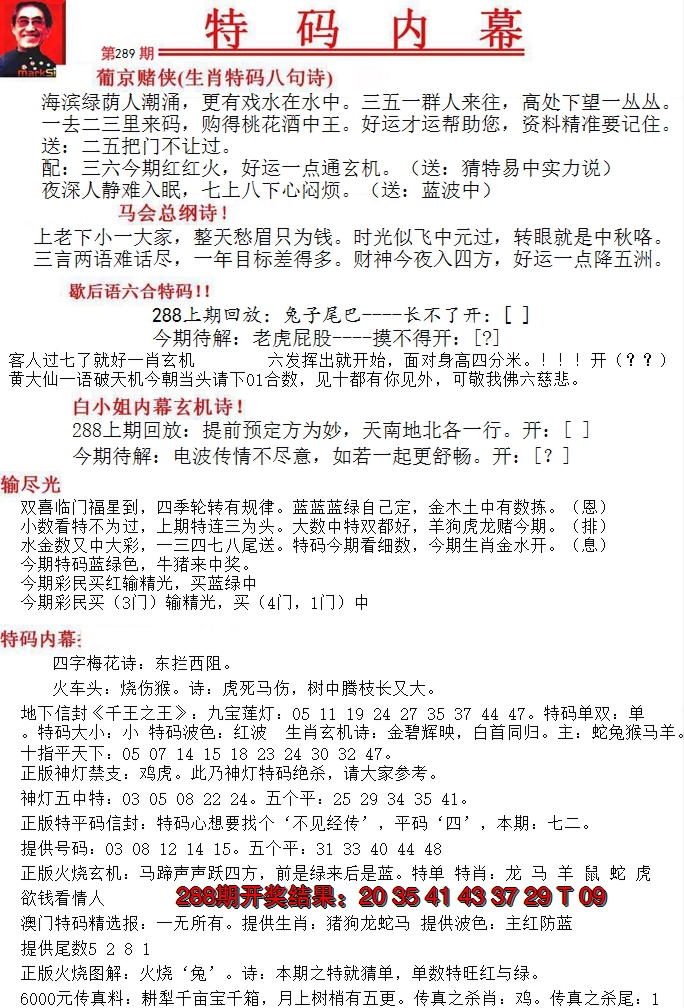 2024289期特码内幕A