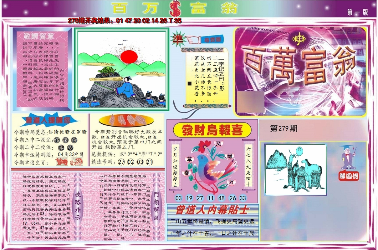 2024279期百万富翁A
