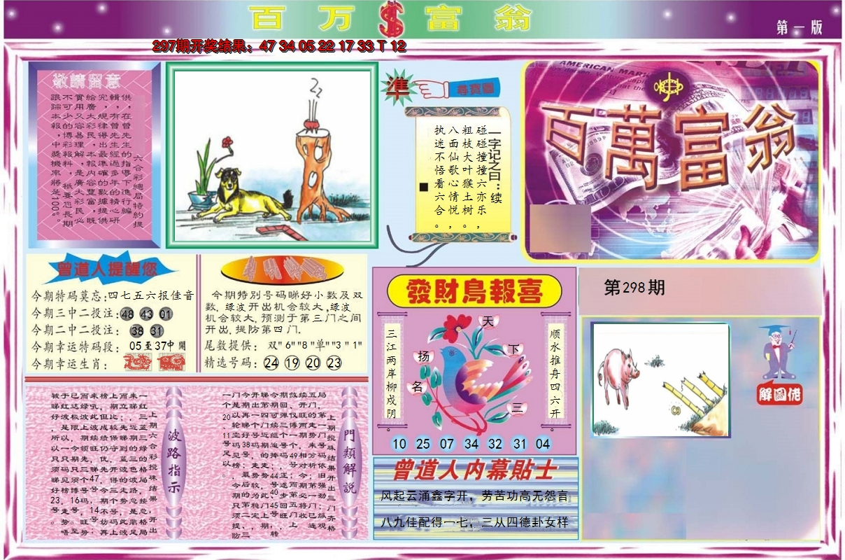 2024298期百万富翁A