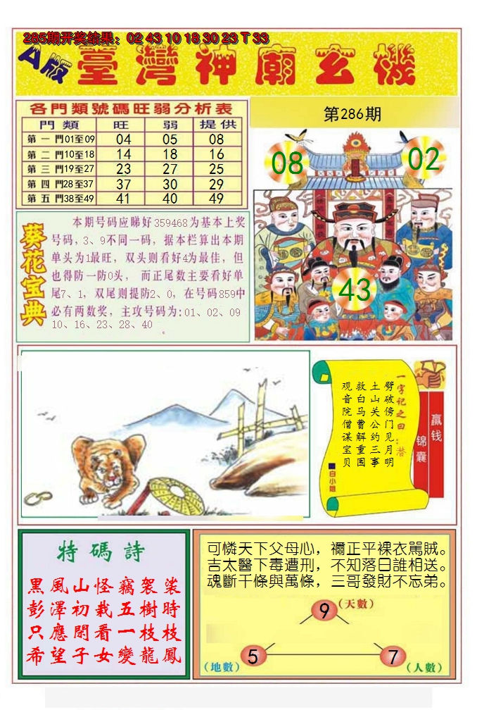 2024286期台湾神庙A