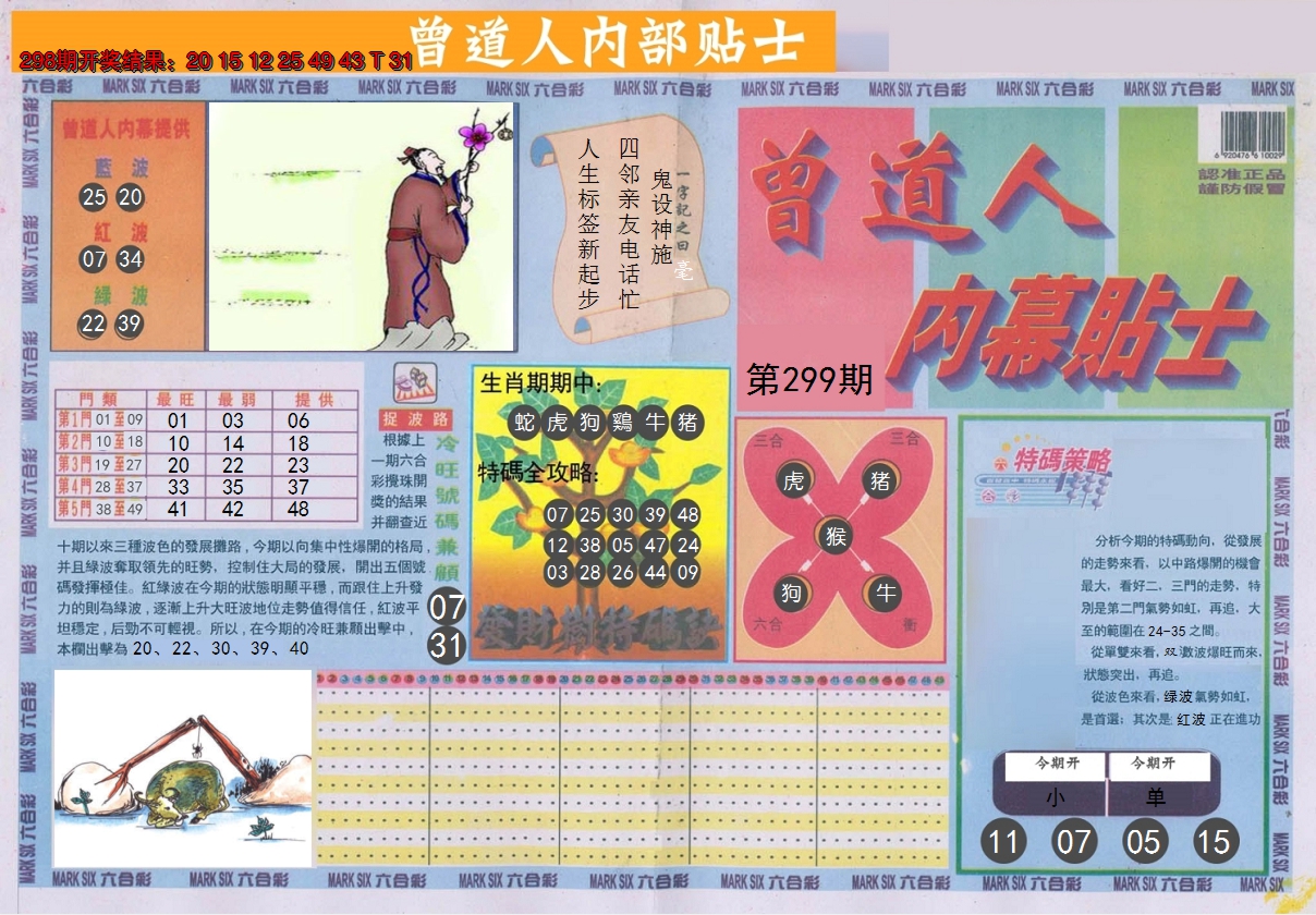 2024299期曾道人内幕贴士A