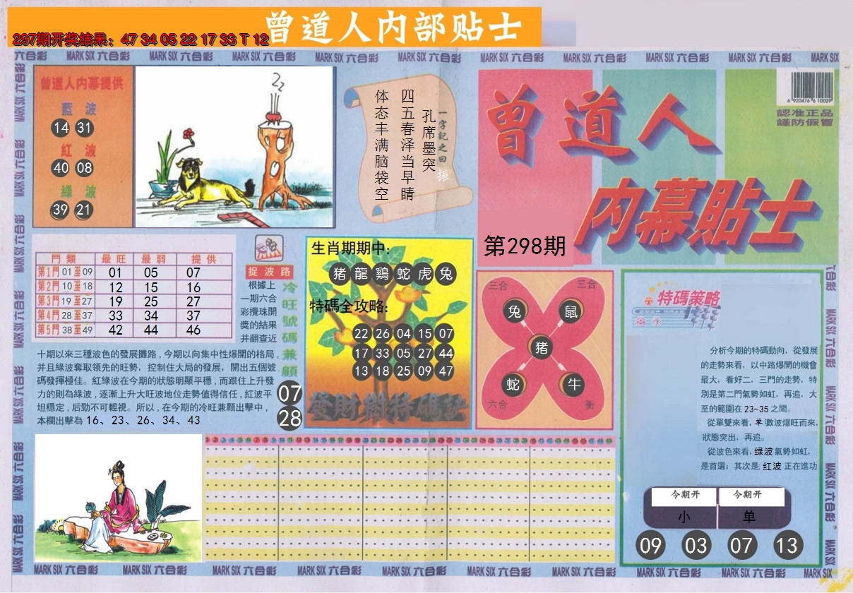 2024298期曾道人内幕贴士A