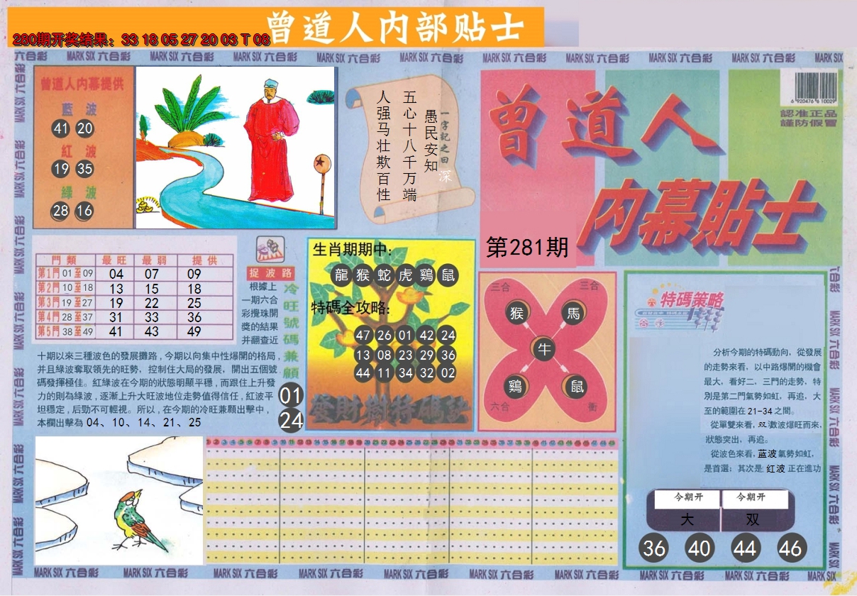 2024281期曾道人内幕贴士A