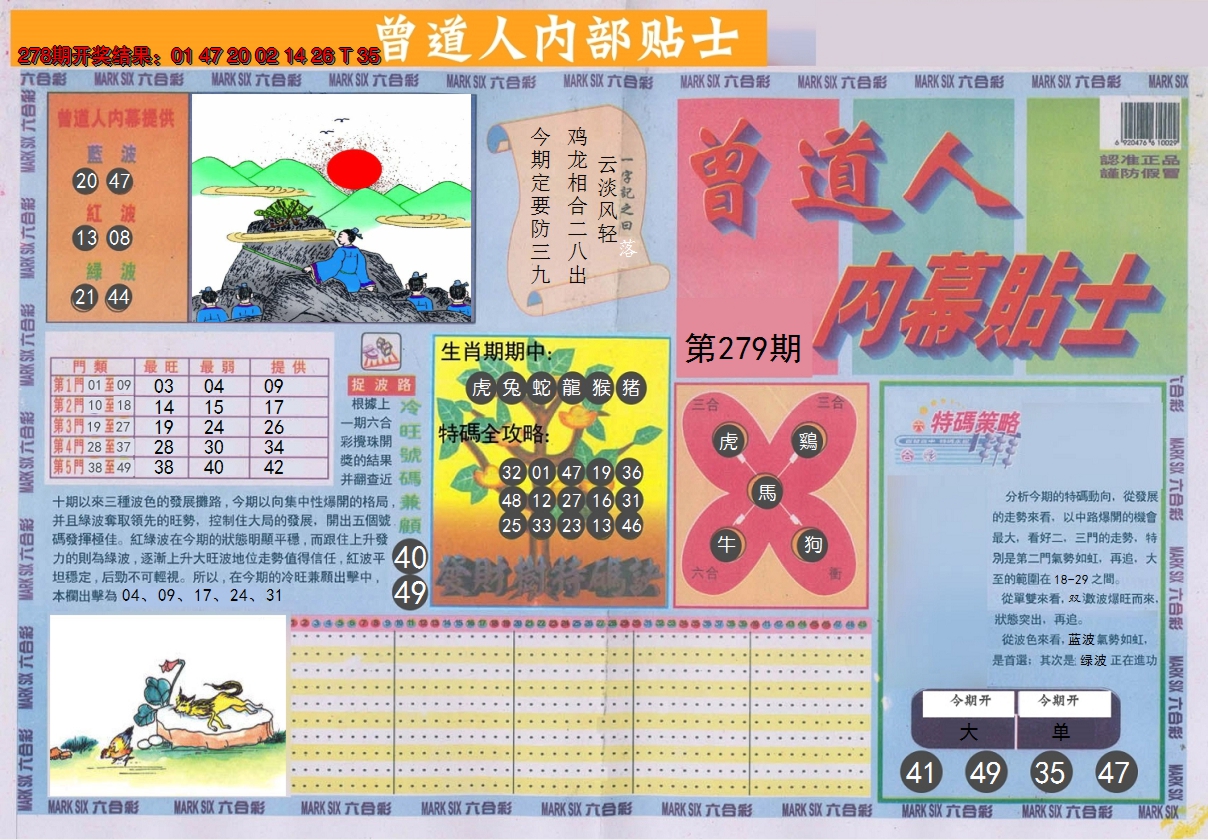 2024279期曾道人内幕贴士A