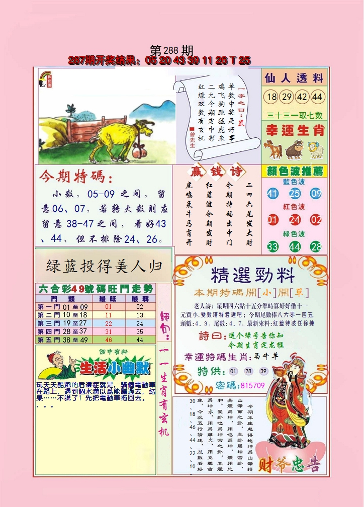 2024288期大富大贵