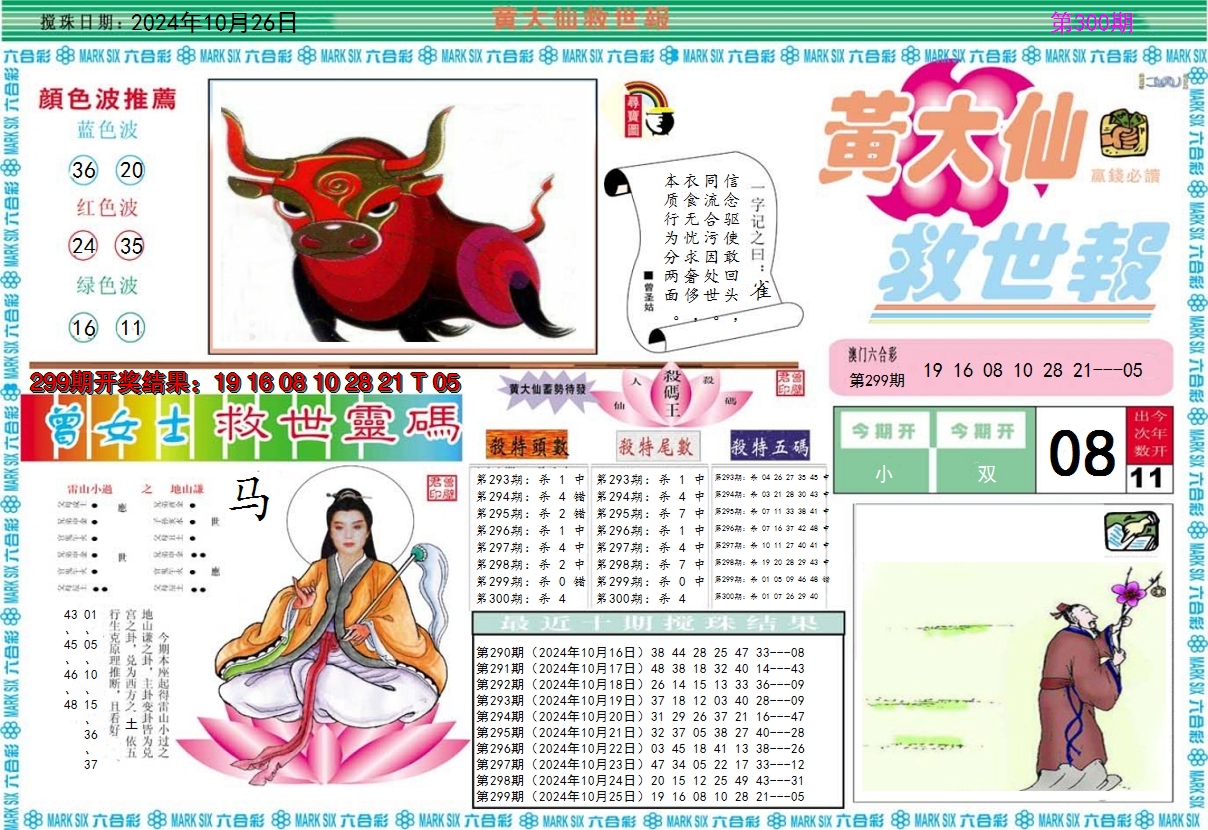 2024300期黄大仙救世A
