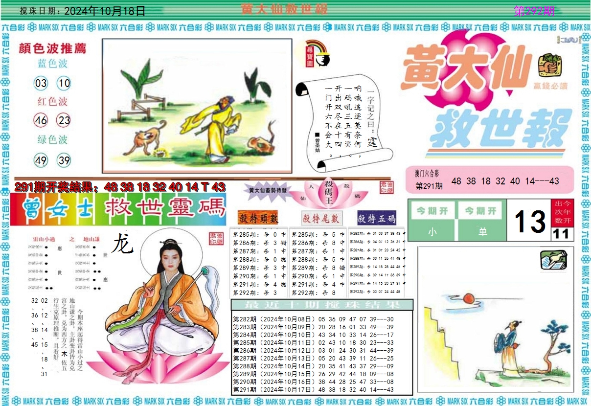 2024292期黄大仙救世A