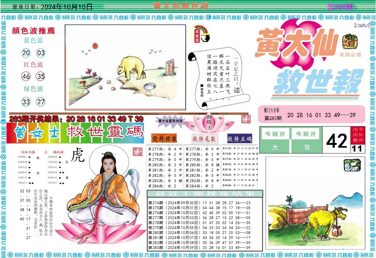 2024284期黄大仙救世A