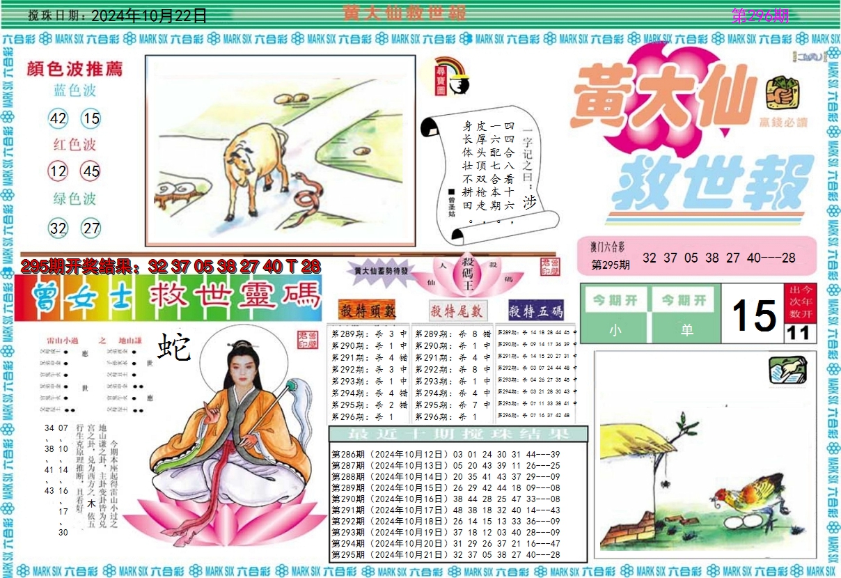 2024296期黄大仙救世A