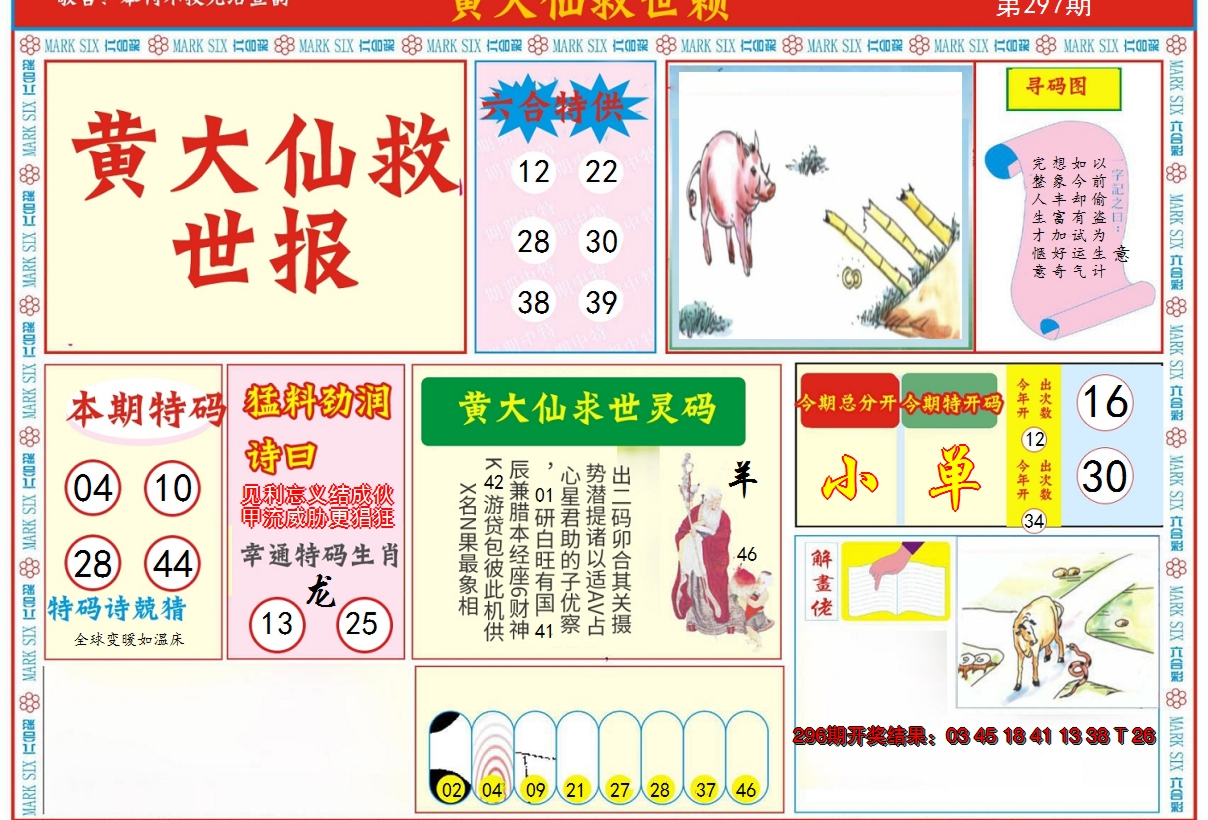 2024297期新黄大仙救世A