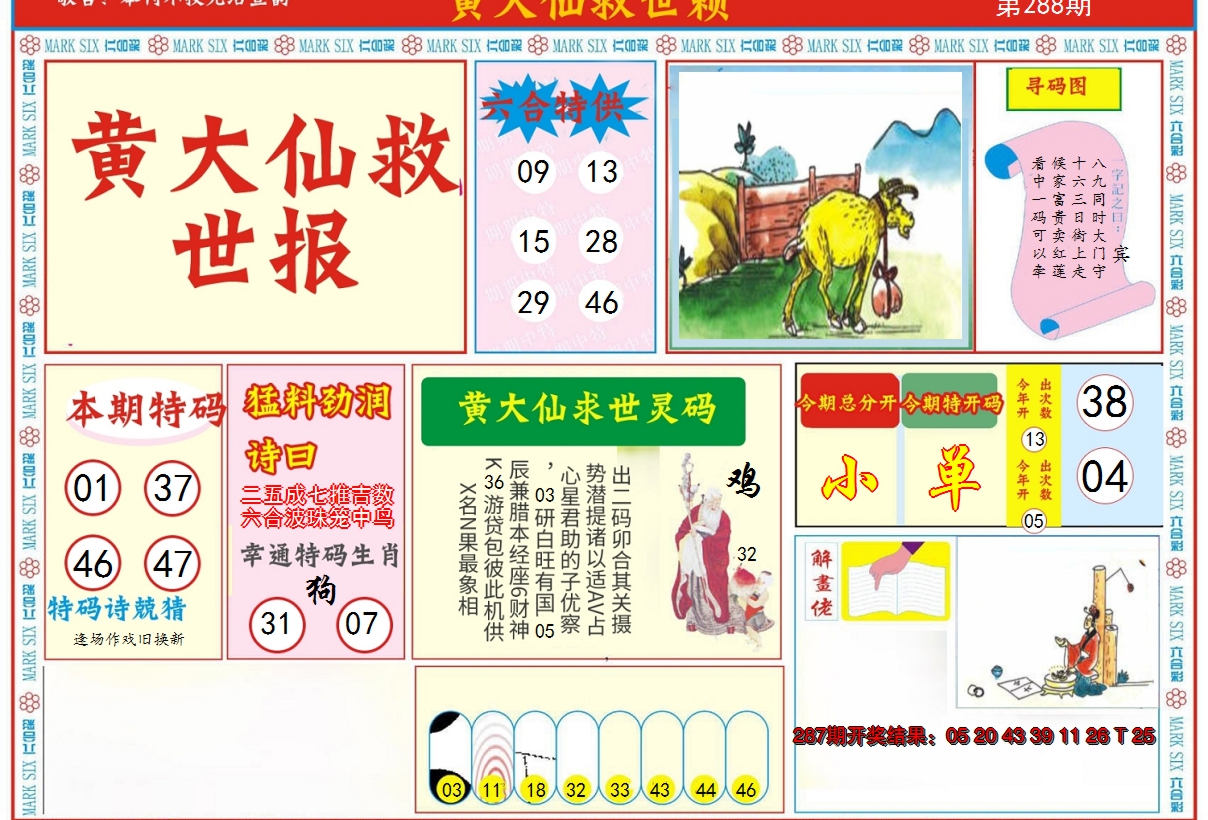 2024288期新黄大仙救世A