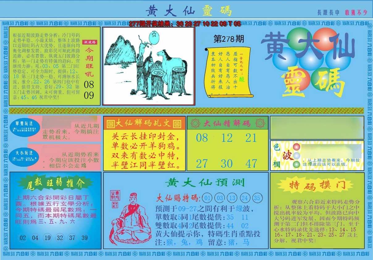 2024278期黄大仙灵码A