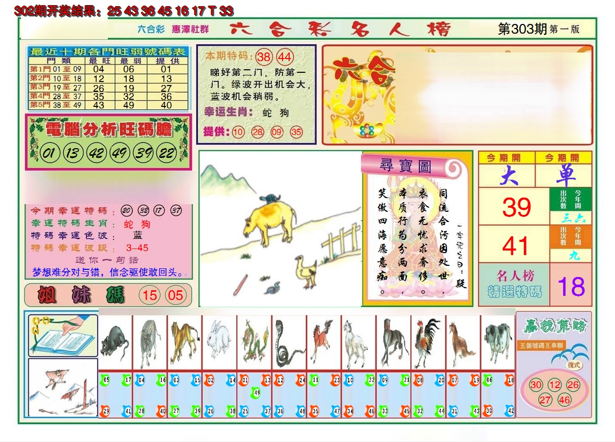 2024303期名人榜A
