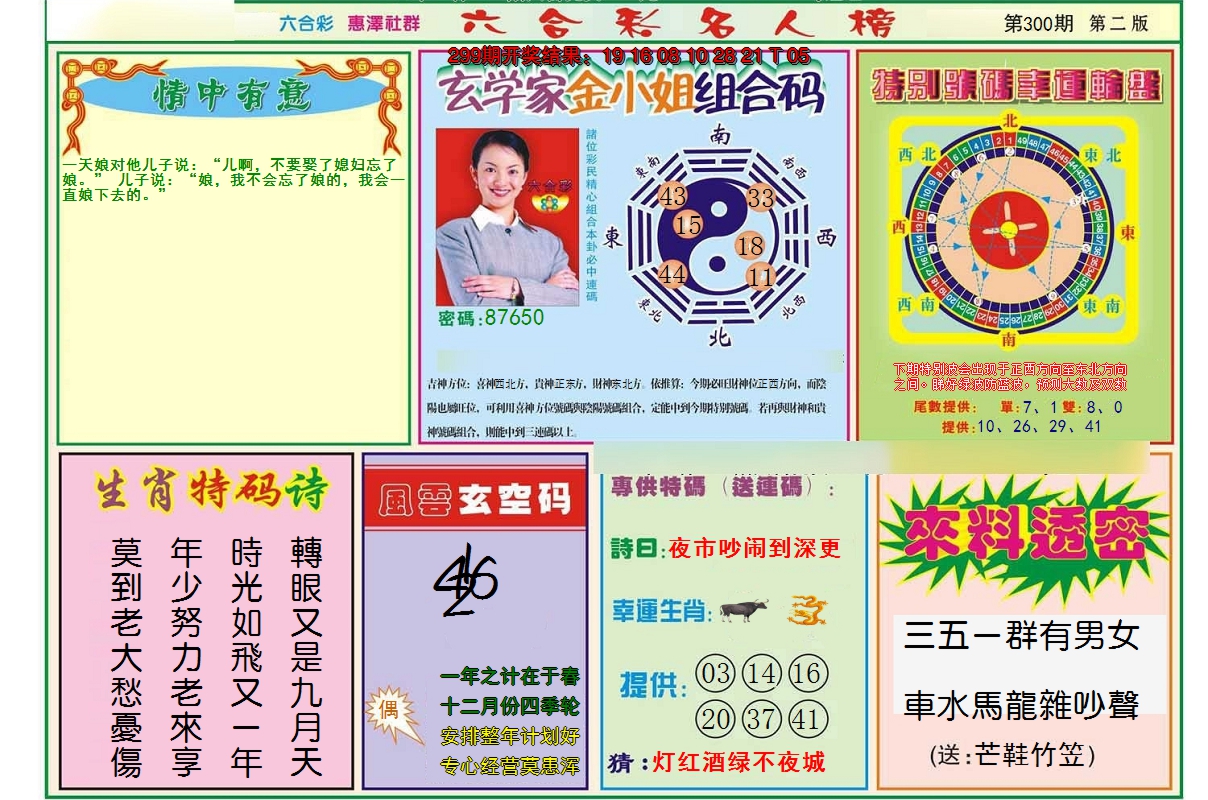 2024300期名人榜B