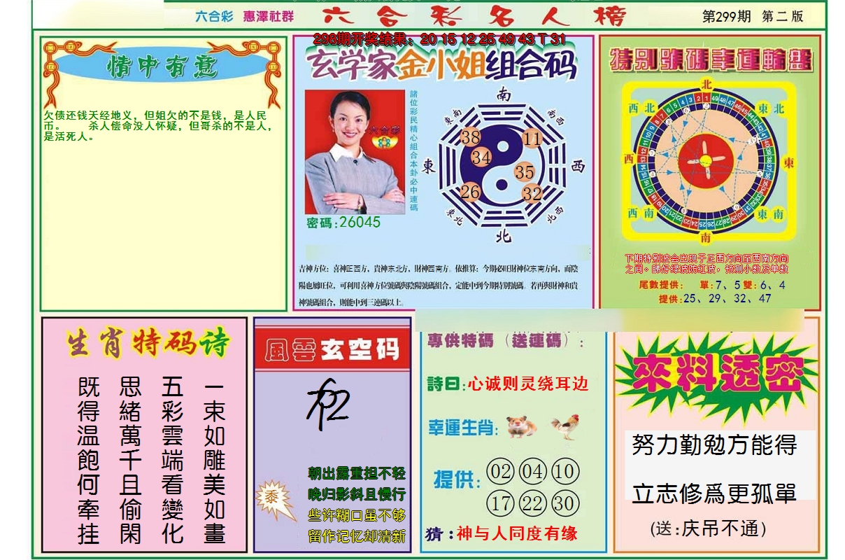 2024299期名人榜B