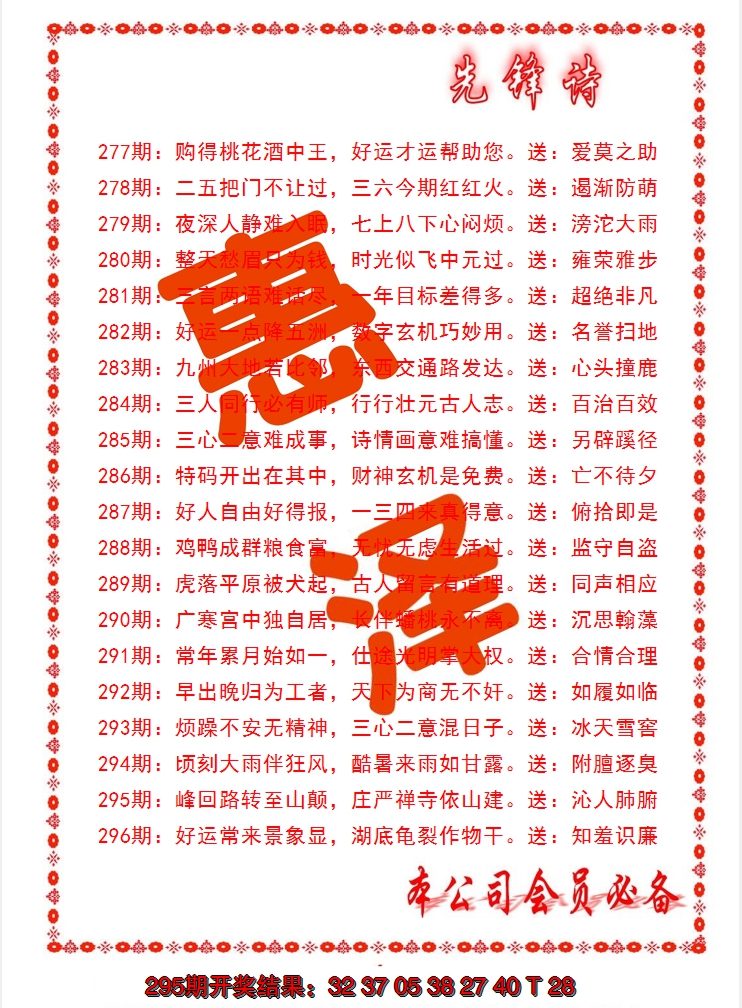 2024296期先锋诗