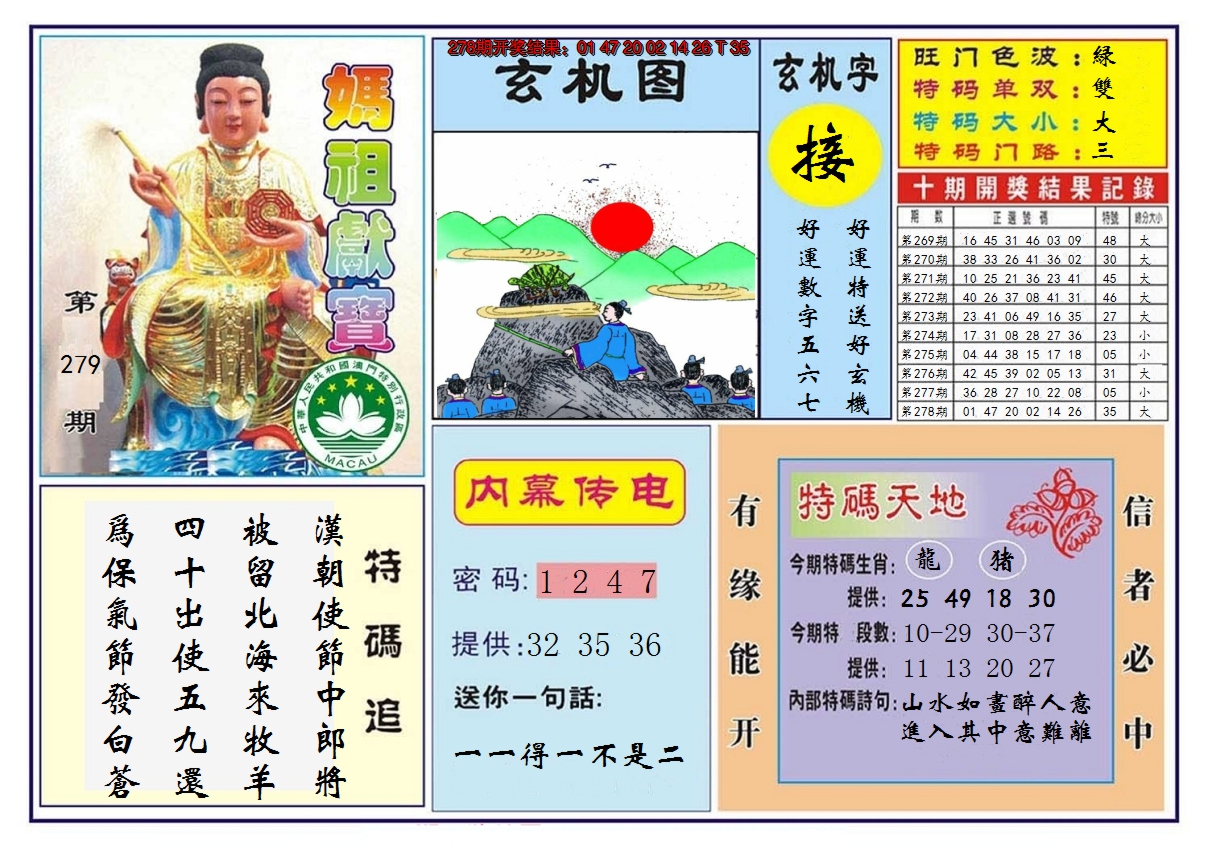 2024279期马祖献宝