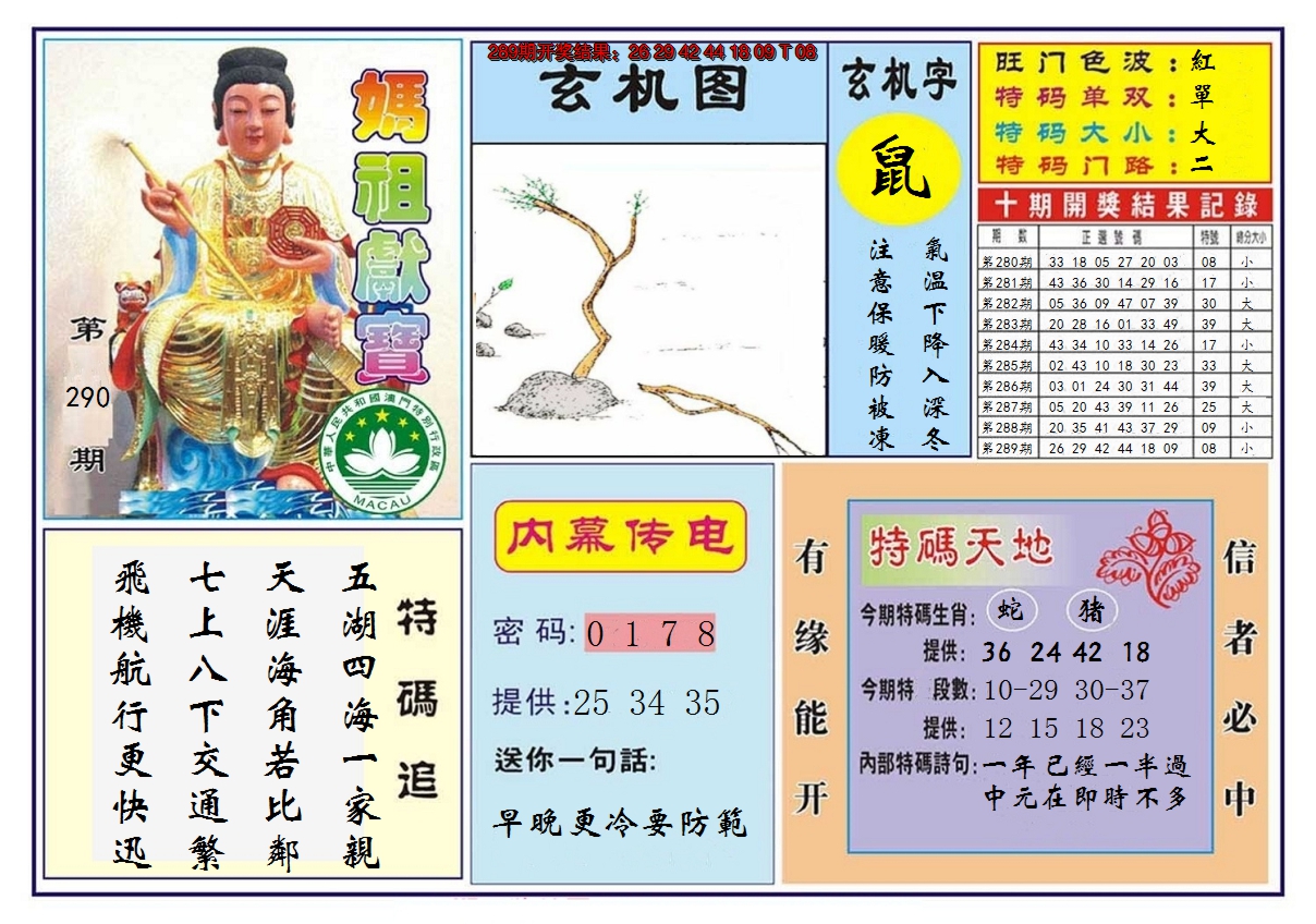 2024290期马祖献宝