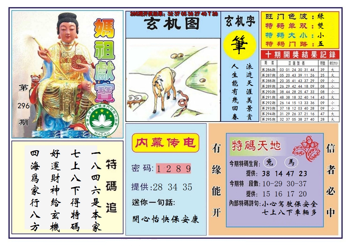 2024296期马祖献宝