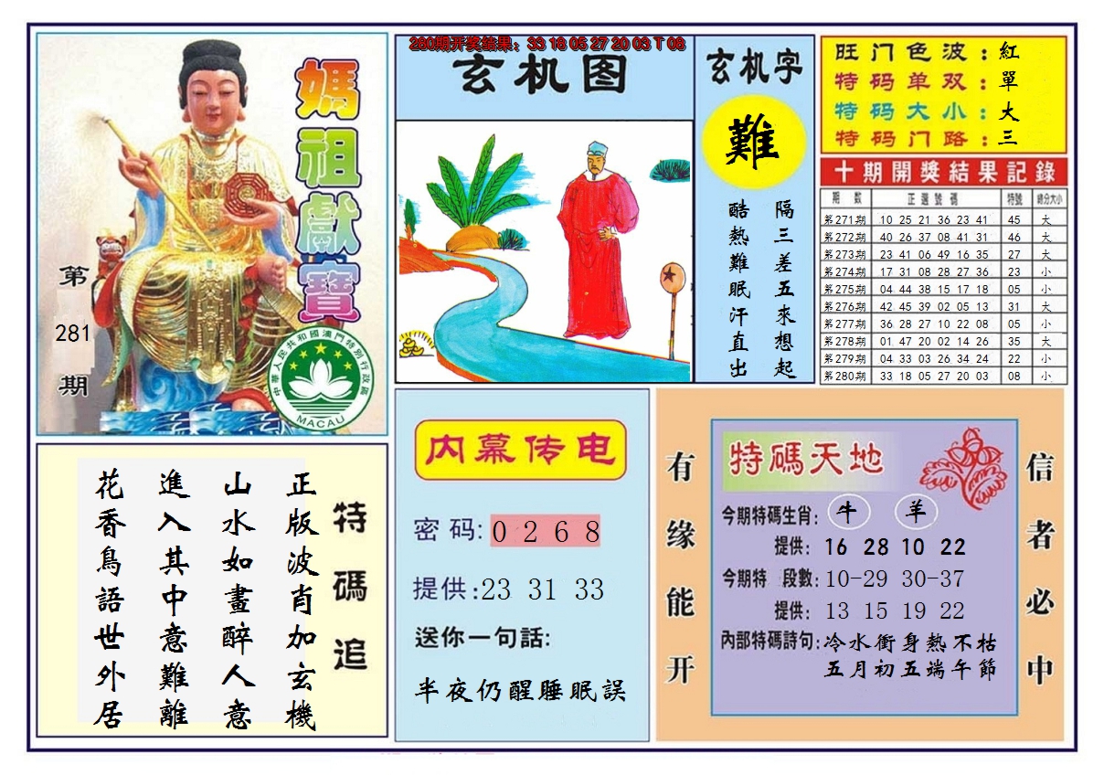 2024281期马祖献宝