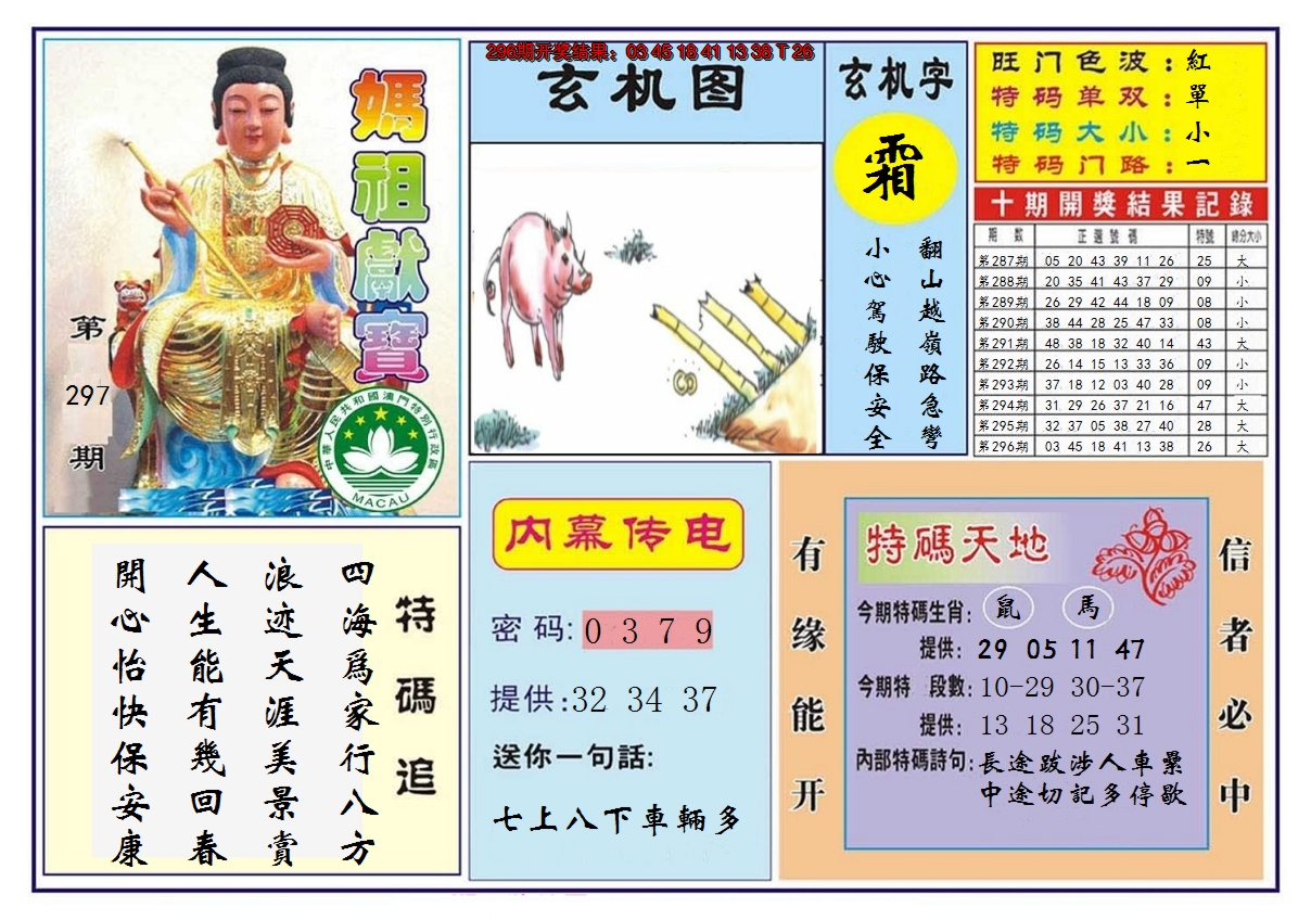 2024297期马祖献宝