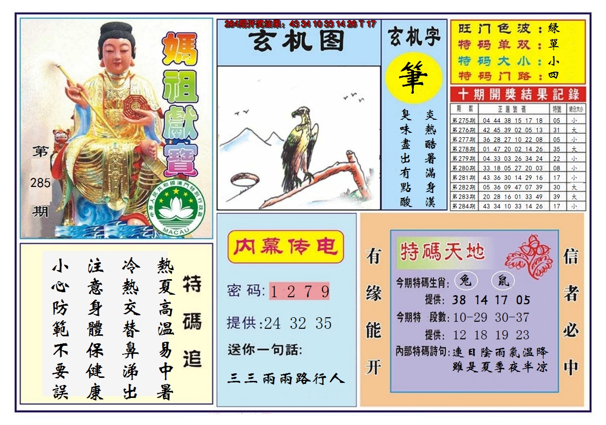 2024285期马祖献宝