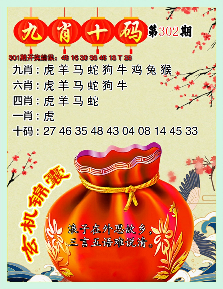 2024302期九肖十码