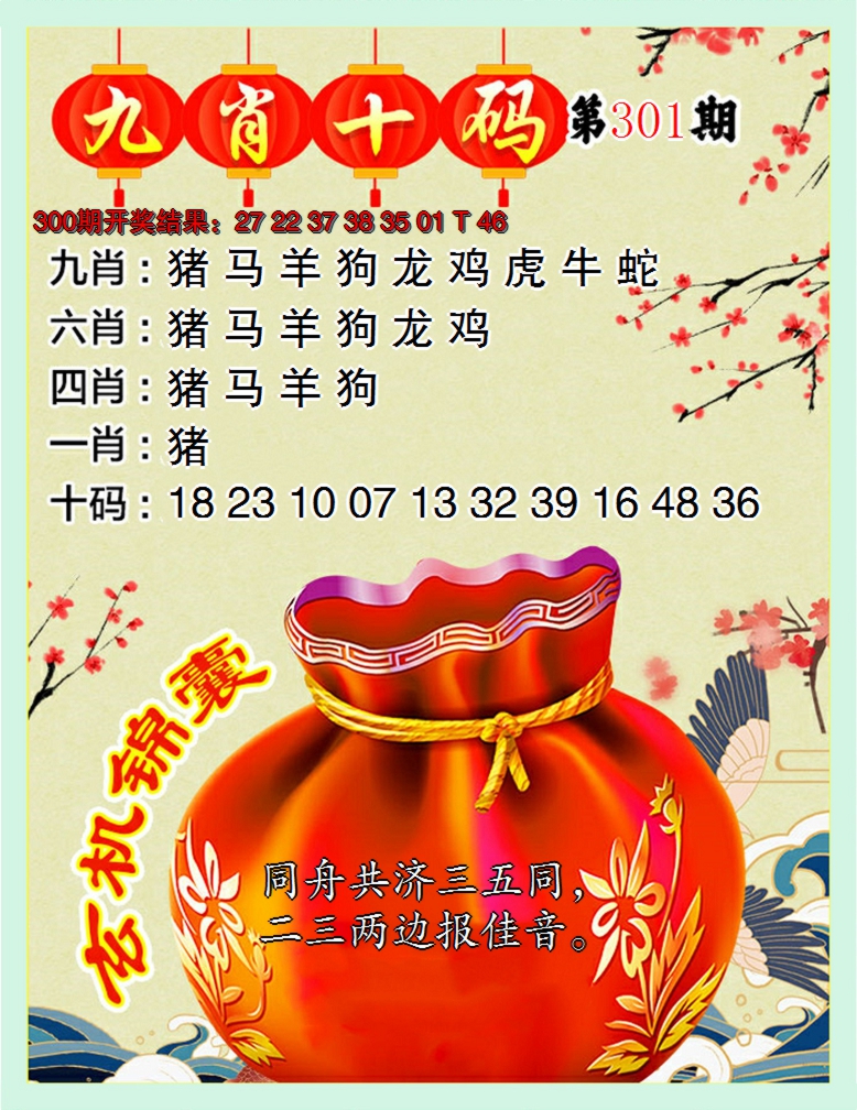 2024301期九肖十码