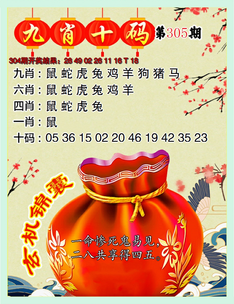 2024305期九肖十码