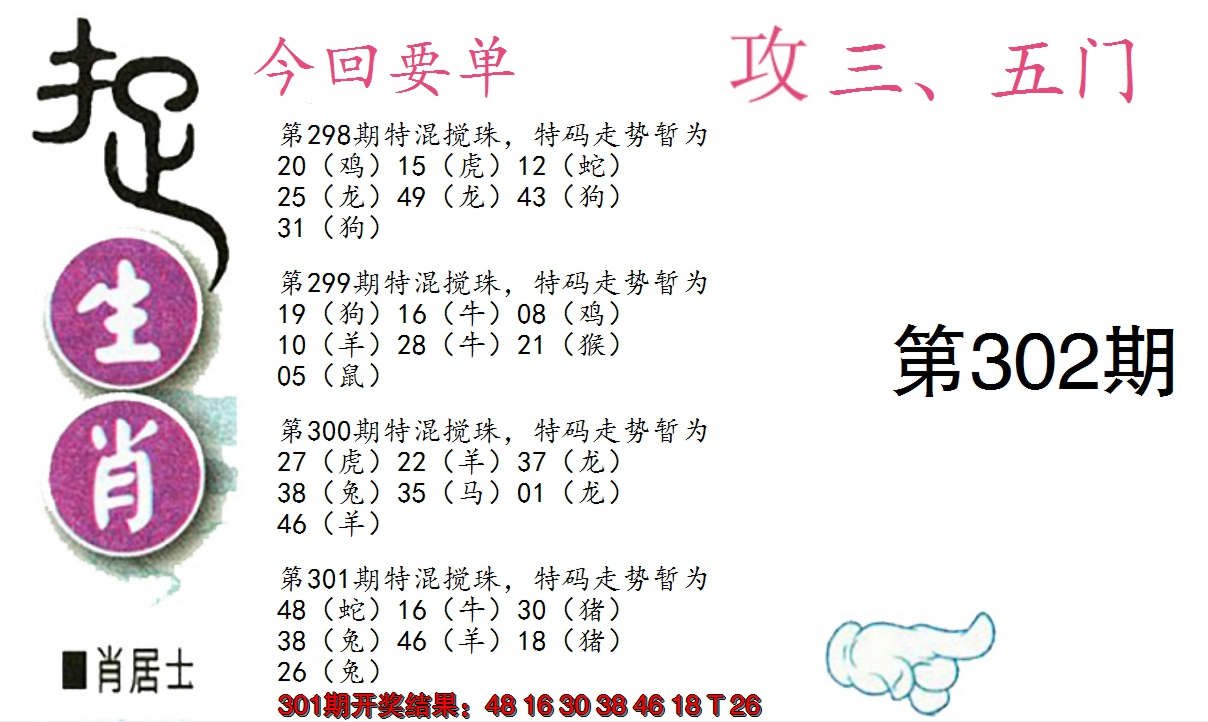 2024302期捉生肖